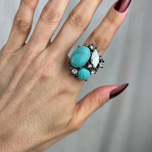 Turquoise and Silver Statement Ring